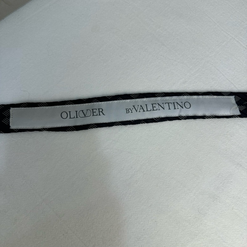 VALENTINO 范倫鐵諾 黑色幾何圖形領帶 領結 絲綢（中古）-5