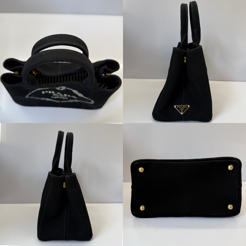 PRADA 普拉達 黑色帆布手提斜背2way包 CANAPA 1BG439-3