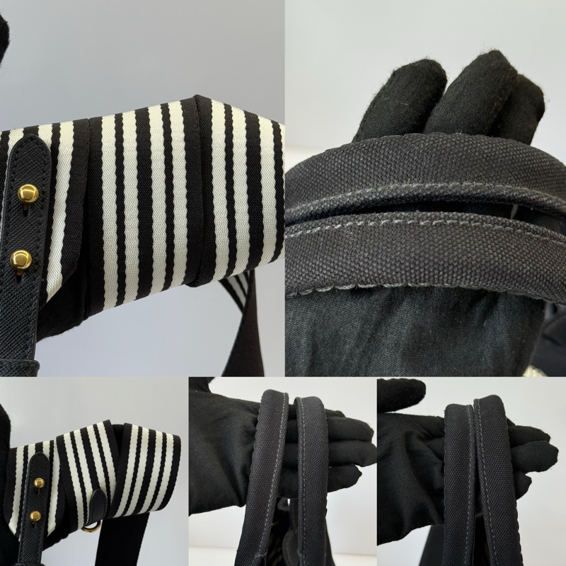 PRADA 普拉達 黑色帆布手提斜背2way包 CANAPA 1BG439-5