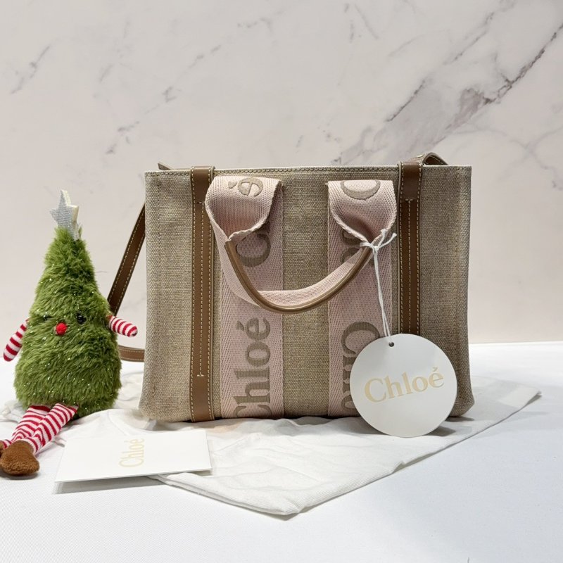 CHLOE 全新Woody tote小款帆布包-1