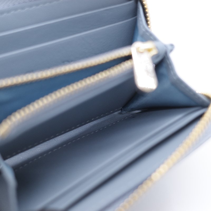Dior 迪奧 Lady Dior Voyageur 雲朵藍 藤格紋羊皮拉鍊零錢包-14