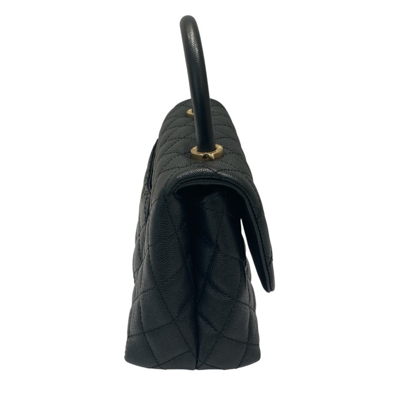 CHANEL 香奈兒 A92990 COCO HANDLE SMALL  荔枝皮 黑色 金鍊 金釦-3