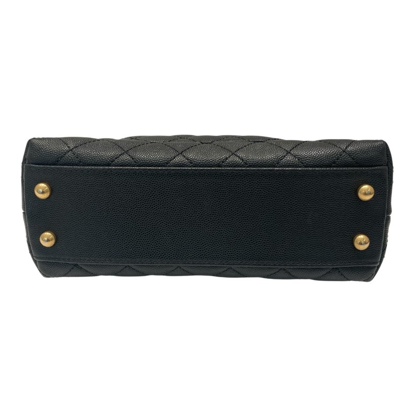 CHANEL 香奈兒 A92990 COCO HANDLE SMALL  荔枝皮 黑色 金鍊 金釦-4