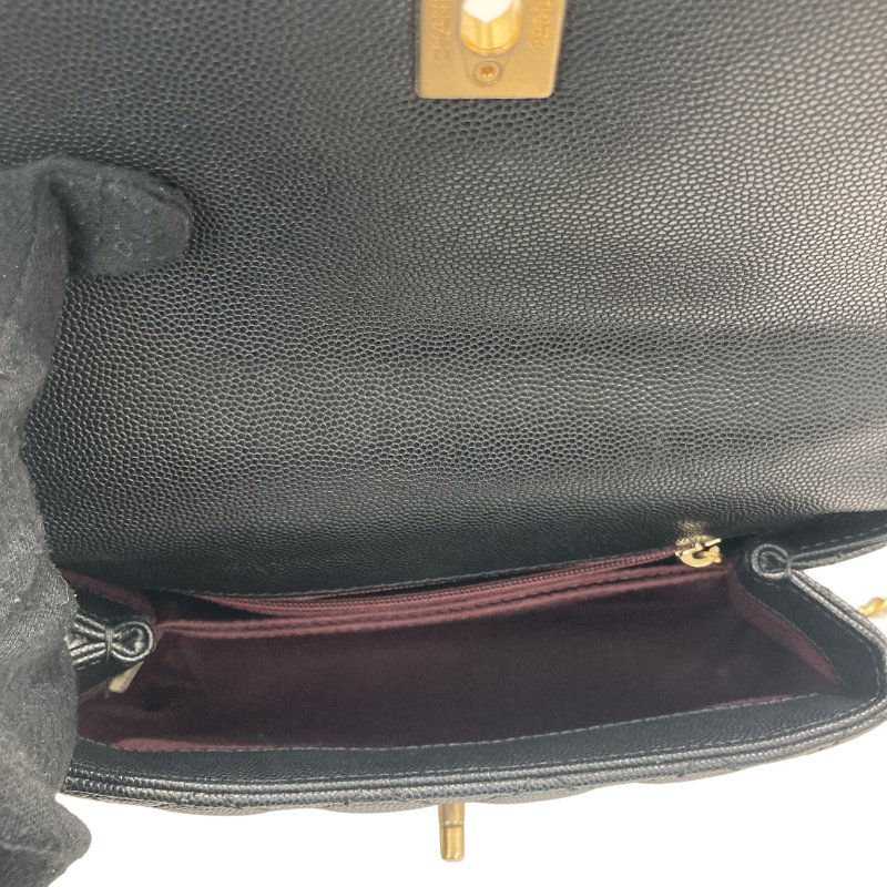 CHANEL 香奈兒 A92990 COCO HANDLE SMALL  荔枝皮 黑色 金鍊 金釦-8