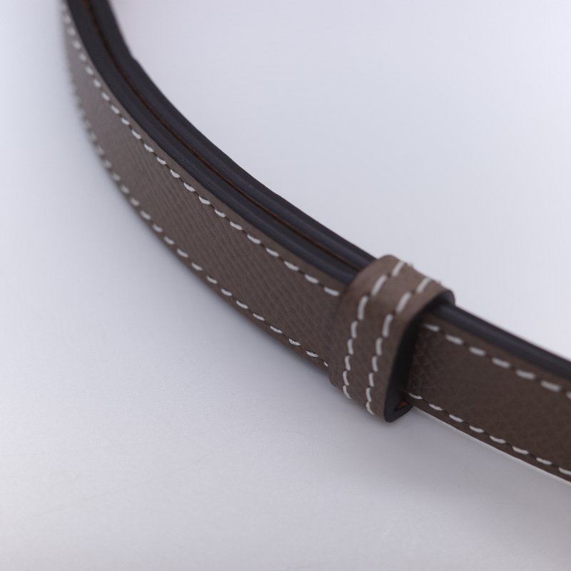 Hermès 愛馬仕 Kelly 18 金棕色 牛皮 金扣 細版皮帶-5