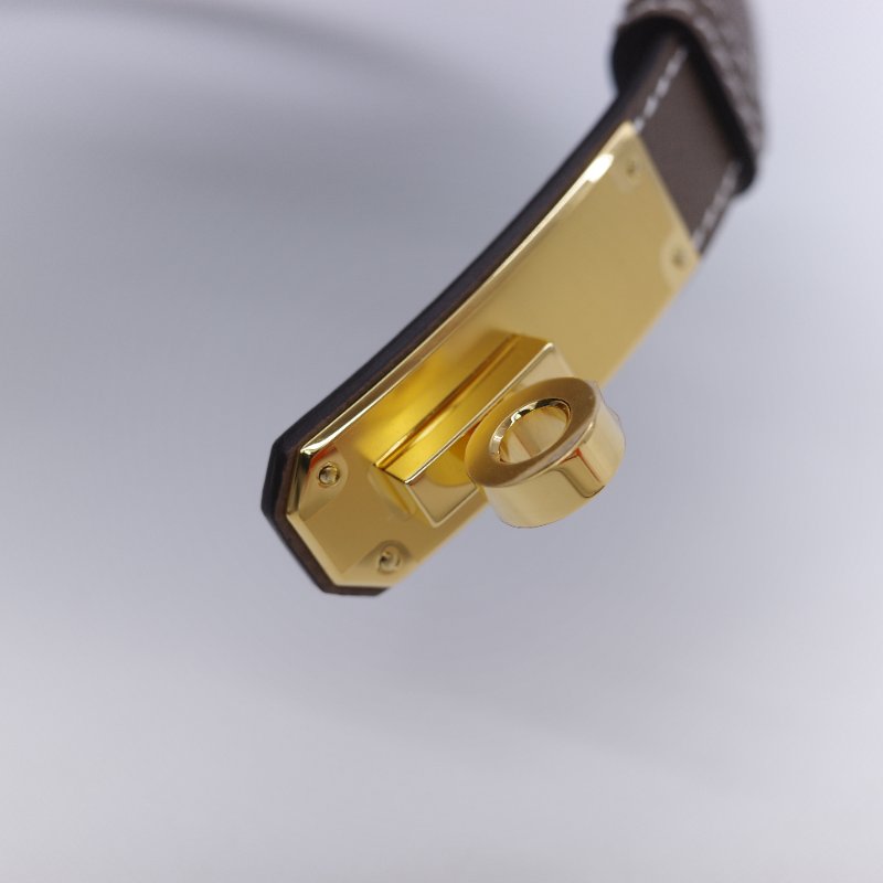 Hermès 愛馬仕 Kelly 18 金棕色 牛皮 金扣 細版皮帶-7