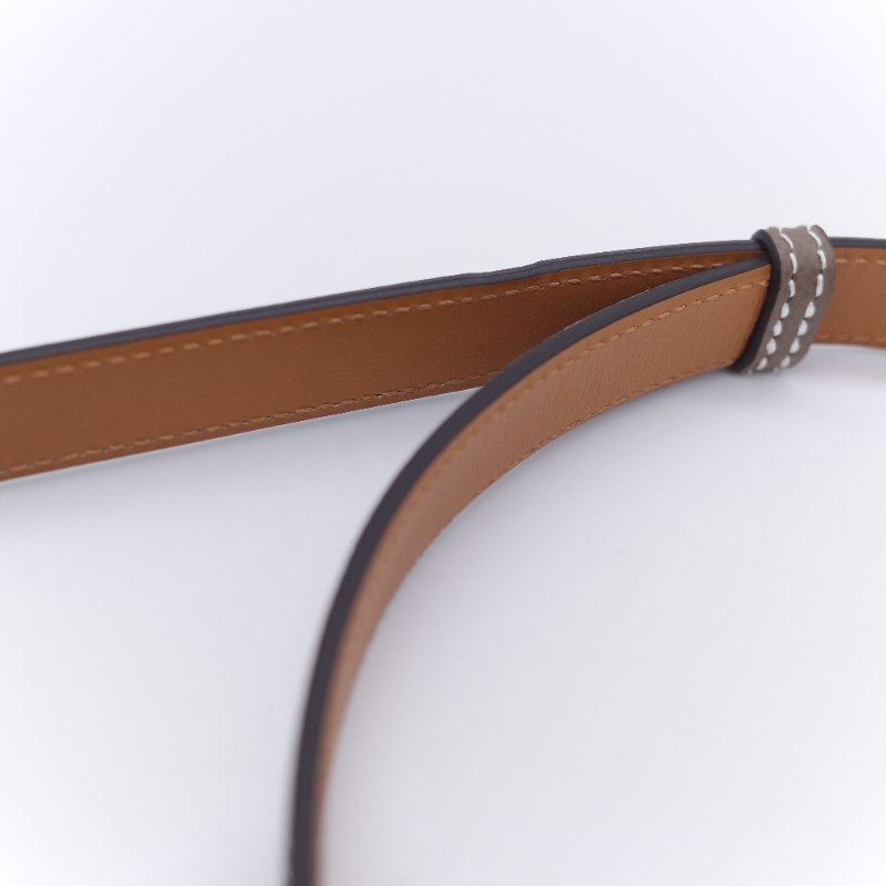 Hermès 愛馬仕 Kelly 18 金棕色 牛皮 金扣 細版皮帶-11