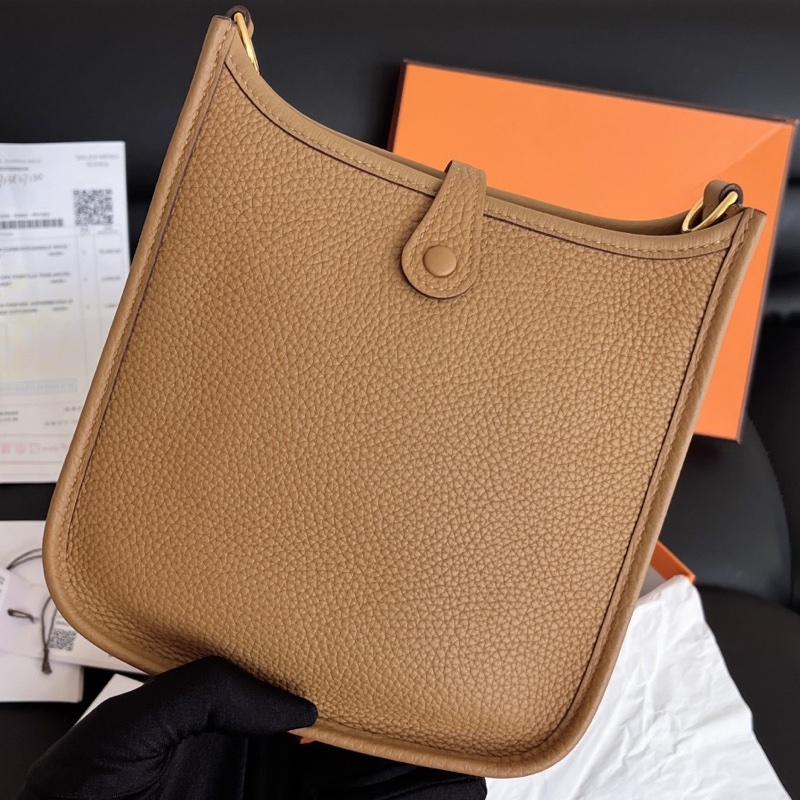 【全新品】Hermes 愛馬仕 伊芙琳 mini Evelyne 餅乾色 金扣 大全套 帶票 B刻-3