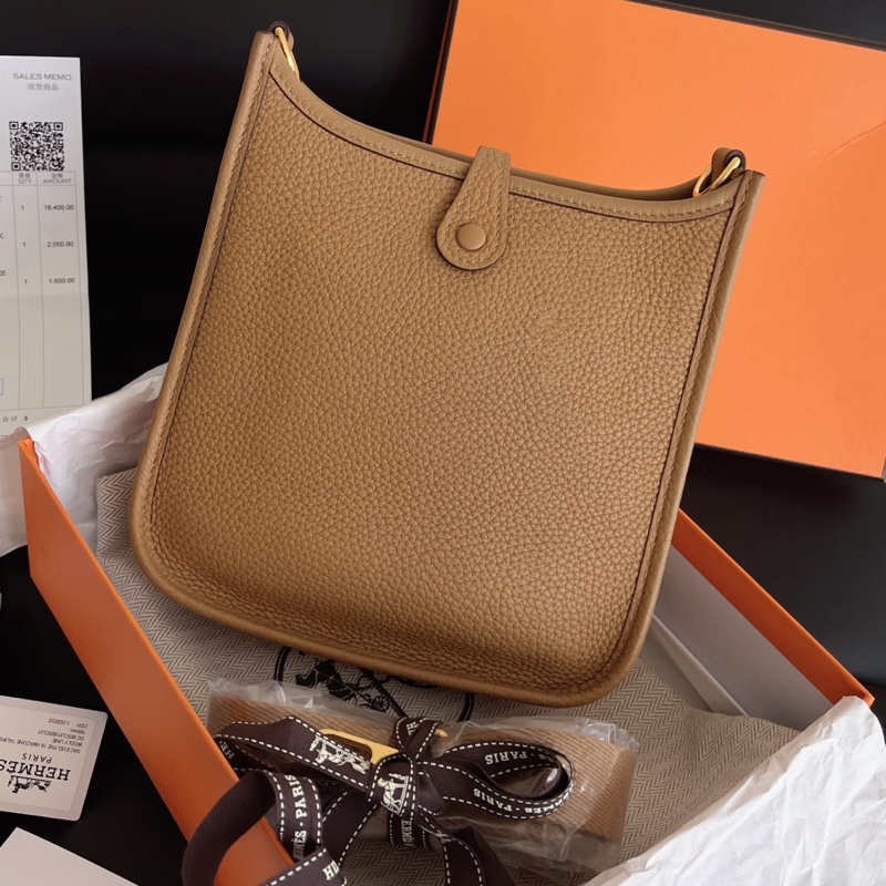 【全新品】Hermes 愛馬仕 伊芙琳 mini Evelyne 餅乾色 金扣 大全套 帶票 B刻-4