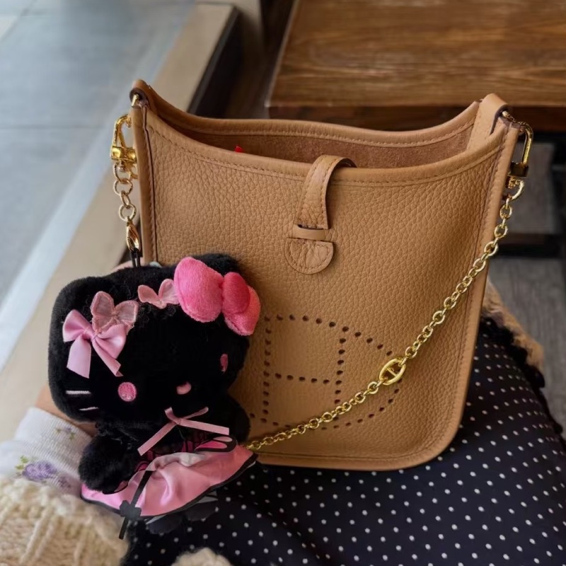 【全新品】Hermes 愛馬仕 伊芙琳 mini Evelyne 餅乾色 金扣 大全套 帶票 B刻-19