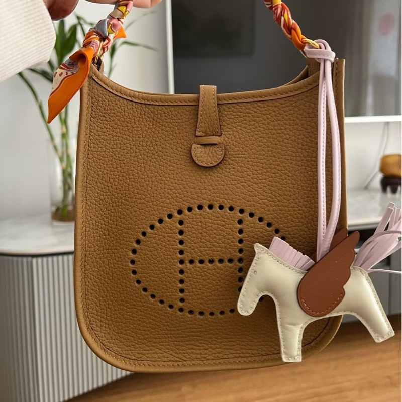 【全新品】Hermes 愛馬仕 伊芙琳 mini Evelyne 餅乾色 金扣 大全套 帶票 B刻-20