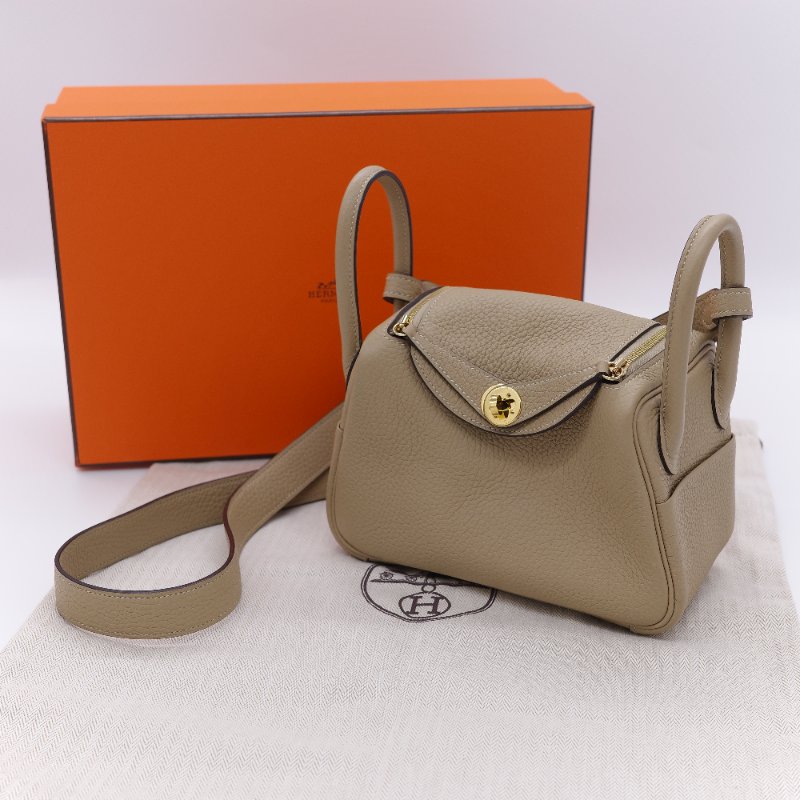 Hermès 愛馬仕 Mini Lindy 金棕色 T/C 小牛皮 迷你手提斜背兩用包-1
