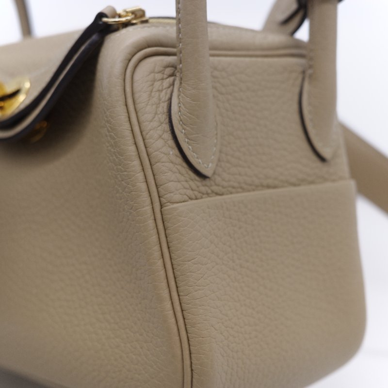Hermès 愛馬仕 Mini Lindy 金棕色 T/C 小牛皮 迷你手提斜背兩用包-11