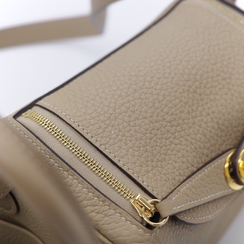 Hermès 愛馬仕 Mini Lindy 金棕色 T/C 小牛皮 迷你手提斜背兩用包-14