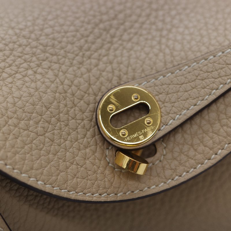 Hermès 愛馬仕 Mini Lindy 金棕色 T/C 小牛皮 迷你手提斜背兩用包-17