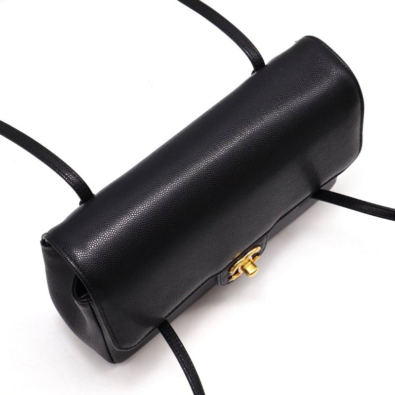 CHANEL 26P Preppy coco粒面牛皮單肩包 - 小號黑金-3