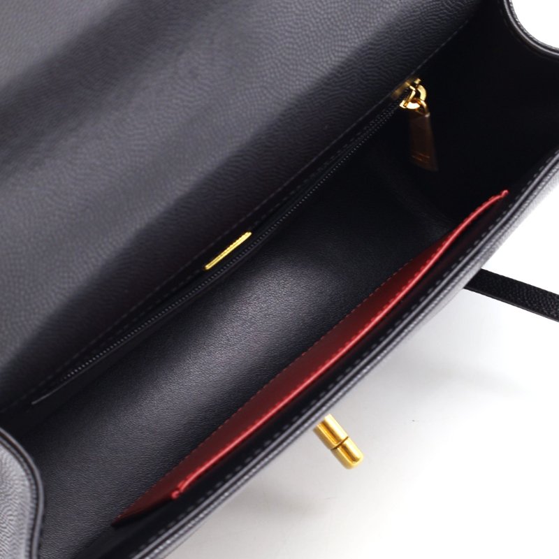 CHANEL 26P Preppy coco粒面牛皮單肩包 - 小號黑金-4