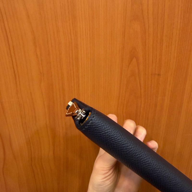 Hermes 深藍Epsom皮銀釦Silk in絲巾長夾-7