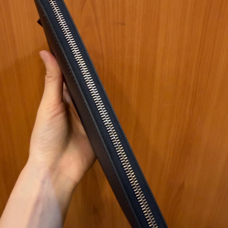 Hermes 深藍Epsom皮銀釦Silk in絲巾長夾-9