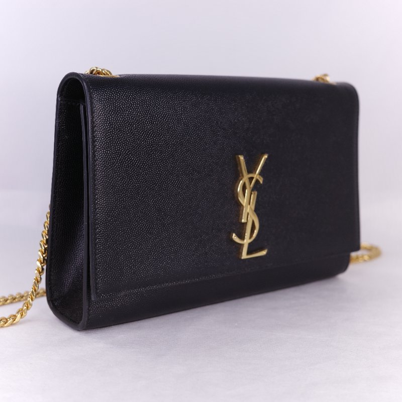 Saint Laurent 聖羅蘭 魚子醬牛皮 黑色 金扣 Logo 鏈條包·-3