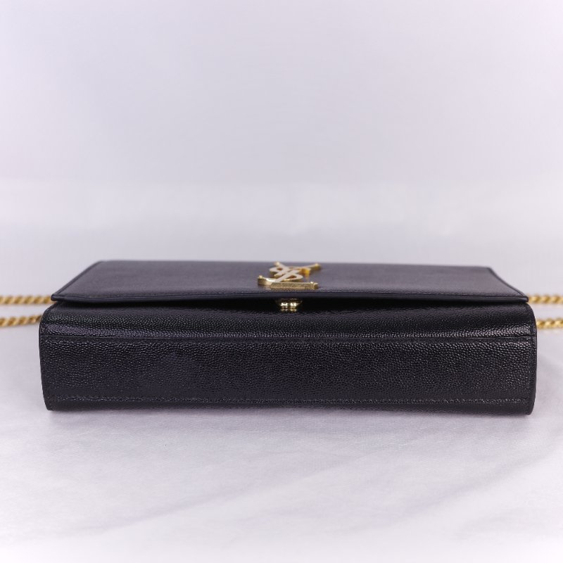 Saint Laurent 聖羅蘭 魚子醬牛皮 黑色 金扣 Logo 鏈條包·-6
