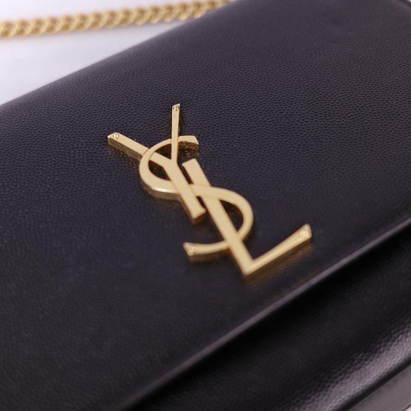 Saint Laurent 聖羅蘭 魚子醬牛皮 黑色 金扣 Logo 鏈條包·-9
