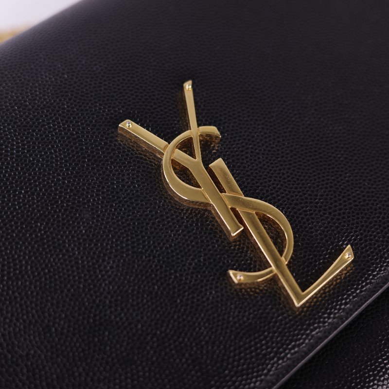 Saint Laurent 聖羅蘭 魚子醬牛皮 黑色 金扣 Logo 鏈條包·-11