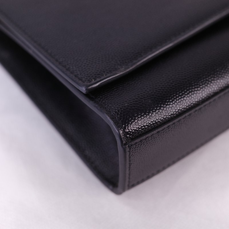 Saint Laurent 聖羅蘭 魚子醬牛皮 黑色 金扣 Logo 鏈條包·-12
