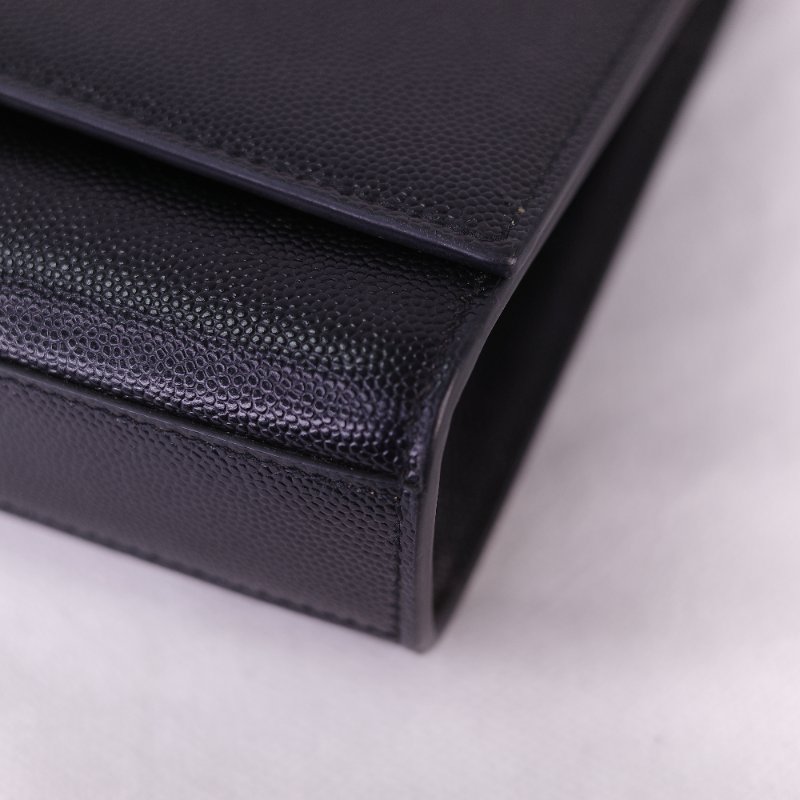Saint Laurent 聖羅蘭 魚子醬牛皮 黑色 金扣 Logo 鏈條包·-13