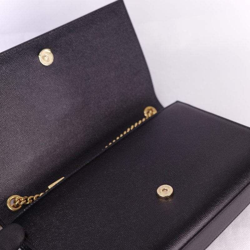 Saint Laurent 聖羅蘭 魚子醬牛皮 黑色 金扣 Logo 鏈條包·-14