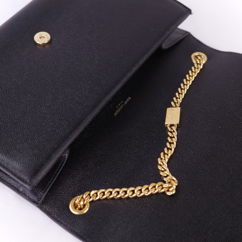 Saint Laurent 聖羅蘭 魚子醬牛皮 黑色 金扣 Logo 鏈條包·-18
