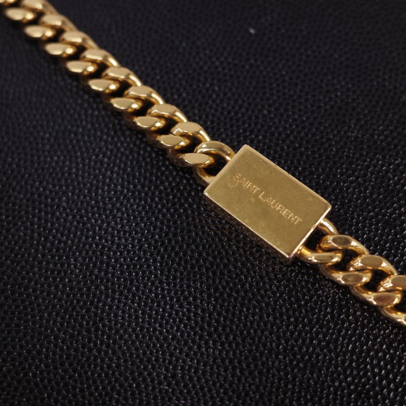 Saint Laurent 聖羅蘭 魚子醬牛皮 黑色 金扣 Logo 鏈條包·-19