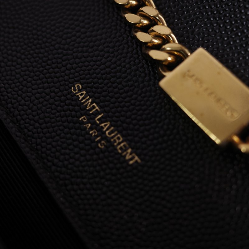 Saint Laurent 聖羅蘭 魚子醬牛皮 黑色 金扣 Logo 鏈條包·-20