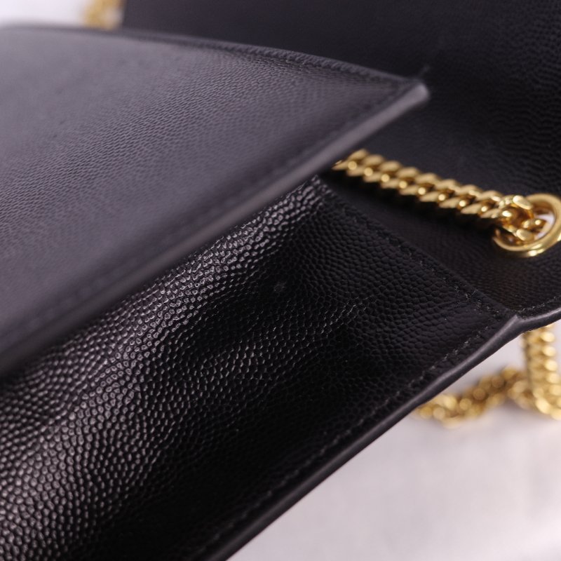 Saint Laurent 聖羅蘭 魚子醬牛皮 黑色 金扣 Logo 鏈條包·-23