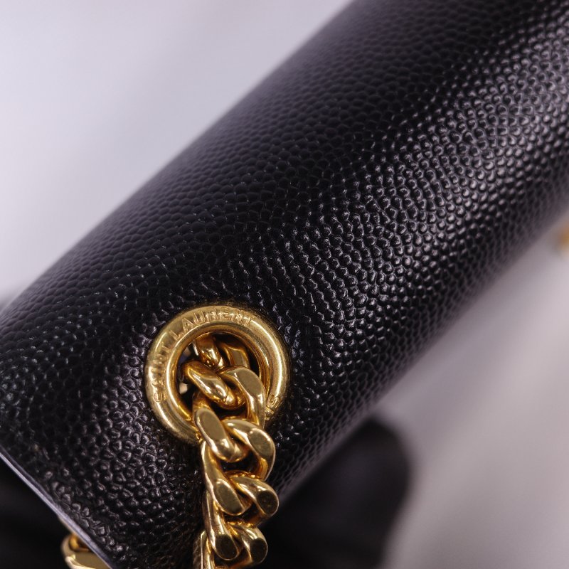 Saint Laurent 聖羅蘭 魚子醬牛皮 黑色 金扣 Logo 鏈條包·-25