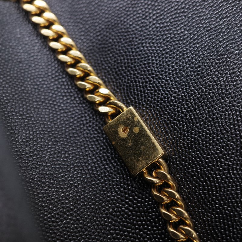 Saint Laurent 聖羅蘭 魚子醬牛皮 黑色 金扣 Logo 鏈條包·-26