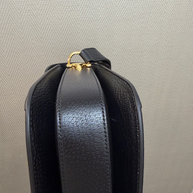 Gucci 黑丹寧布黑牛皮金釦1955肩斜背包-8