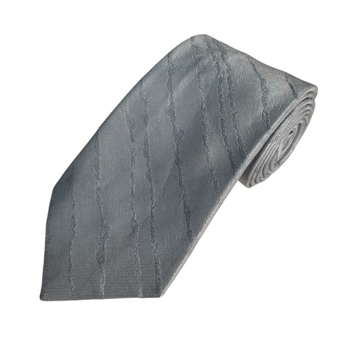 CHANEL 藍灰色斜條紋領帶 領結 絲綢（中古）