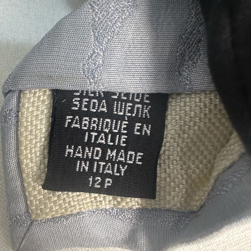 CHANEL 藍灰色斜條紋領帶 領結 絲綢（中古）-7