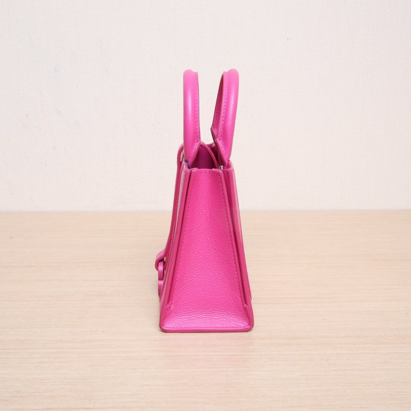 BALENCIAGA 玫紅牛皮Hourglass沙漏手袋肩背包-1