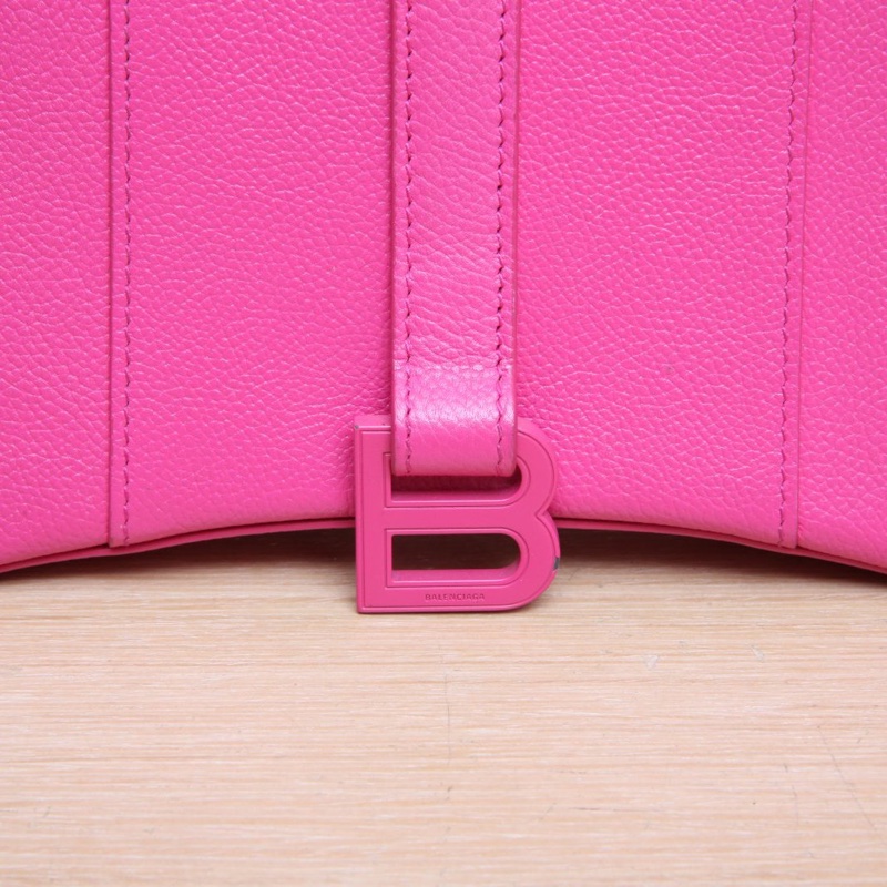 BALENCIAGA 玫紅牛皮Hourglass沙漏手袋肩背包-4