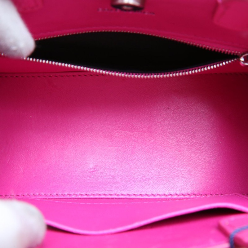 BALENCIAGA 玫紅牛皮Hourglass沙漏手袋肩背包-5