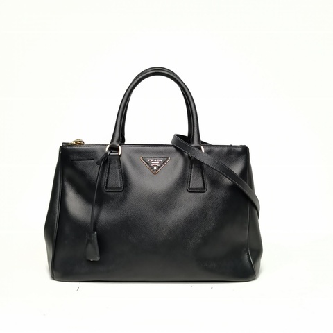 PRADA Galleria殺手包大號黑色牛皮肩背包