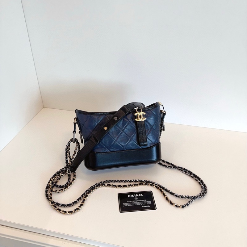 【98新帶膜🆕】Chanel Gabrielle 深藍拼黑流浪包 小號small  斜挎包 單肩包-0