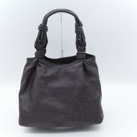 Loewe 羅威 Flamenco 打結手提 棕色刺繡羊皮  肩背包 流浪包