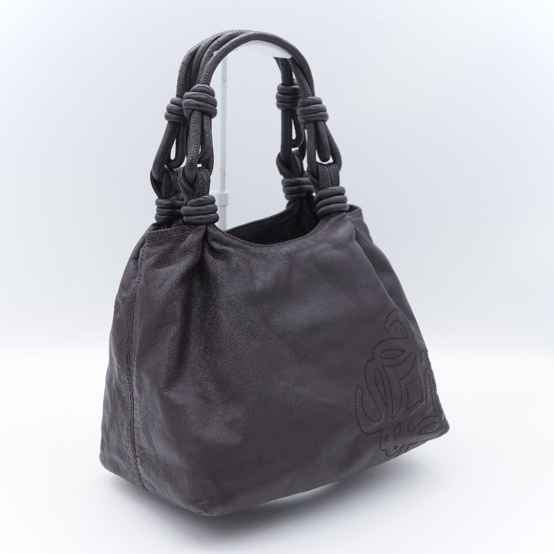 Loewe 羅威 Flamenco 打結手提 棕色刺繡羊皮  肩背包 流浪包-1