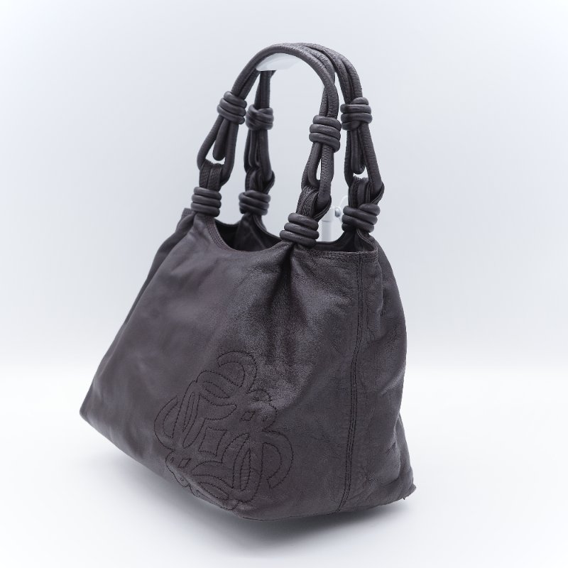 Loewe 羅威 Flamenco 打結手提 棕色刺繡羊皮  肩背包 流浪包-2