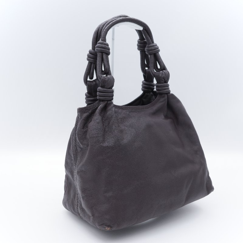 Loewe 羅威 Flamenco 打結手提 棕色刺繡羊皮  肩背包 流浪包-4