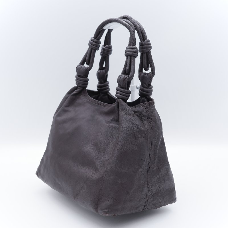 Loewe 羅威 Flamenco 打結手提 棕色刺繡羊皮  肩背包 流浪包-5