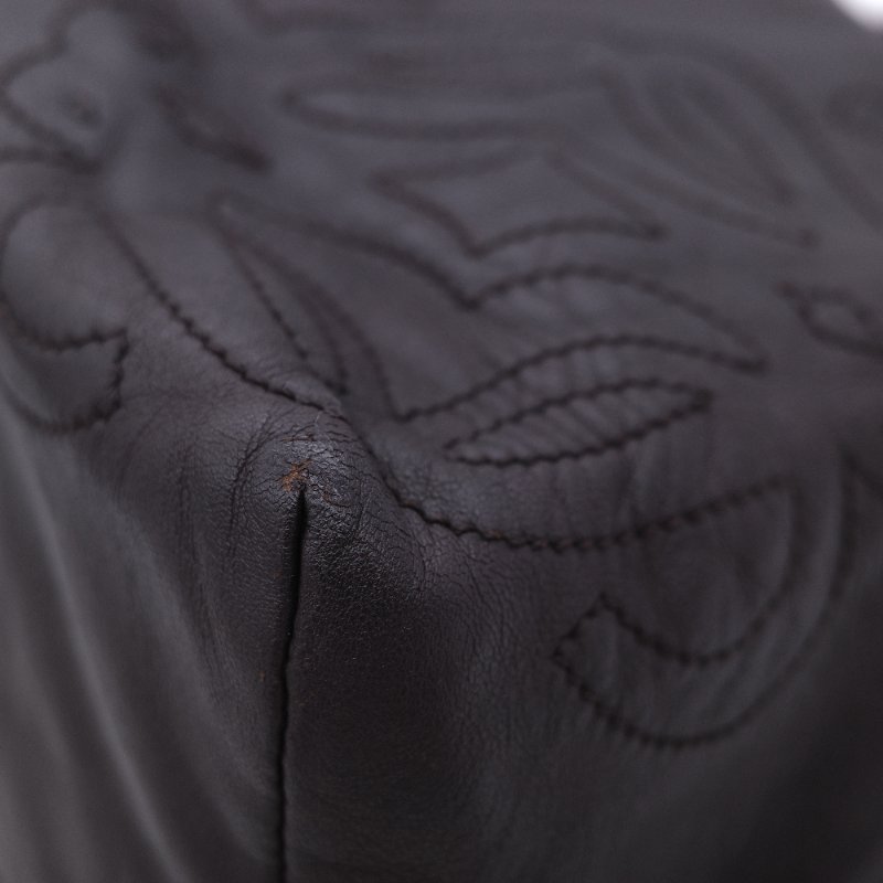 Loewe 羅威 Flamenco 打結手提 棕色刺繡羊皮  肩背包 流浪包-9